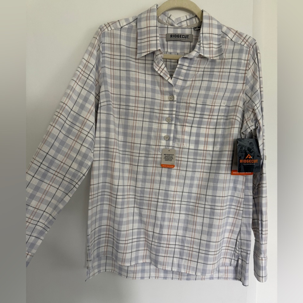 NWT Men's Plaid Shirt - Gray and Blue